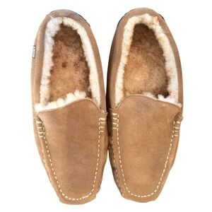 New Without Tag Lamo Slippers Genuine Leather Sheepskin Tan Dark Brown